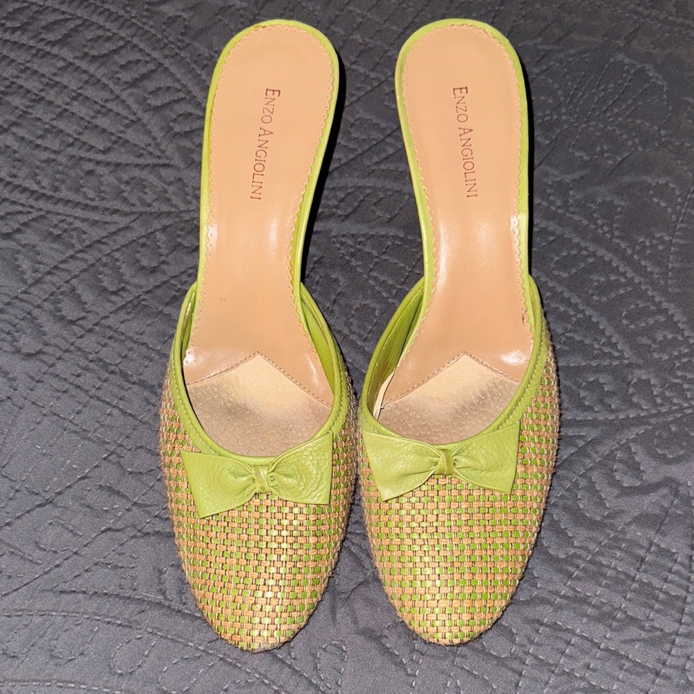 Enzo Angiolini Lime Green Woven Mules